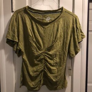 Pilcro Sz M Anthropologie Ruched Tee Moss Green NWT